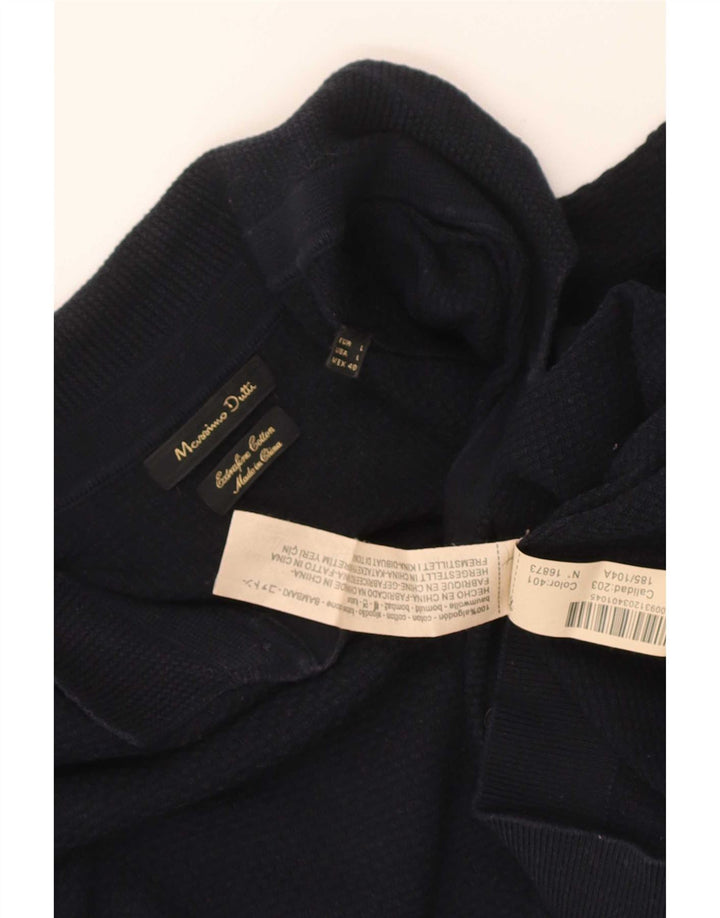 Massimo Dutti Herren-Poloshirt, große marineblaue Baumwolle