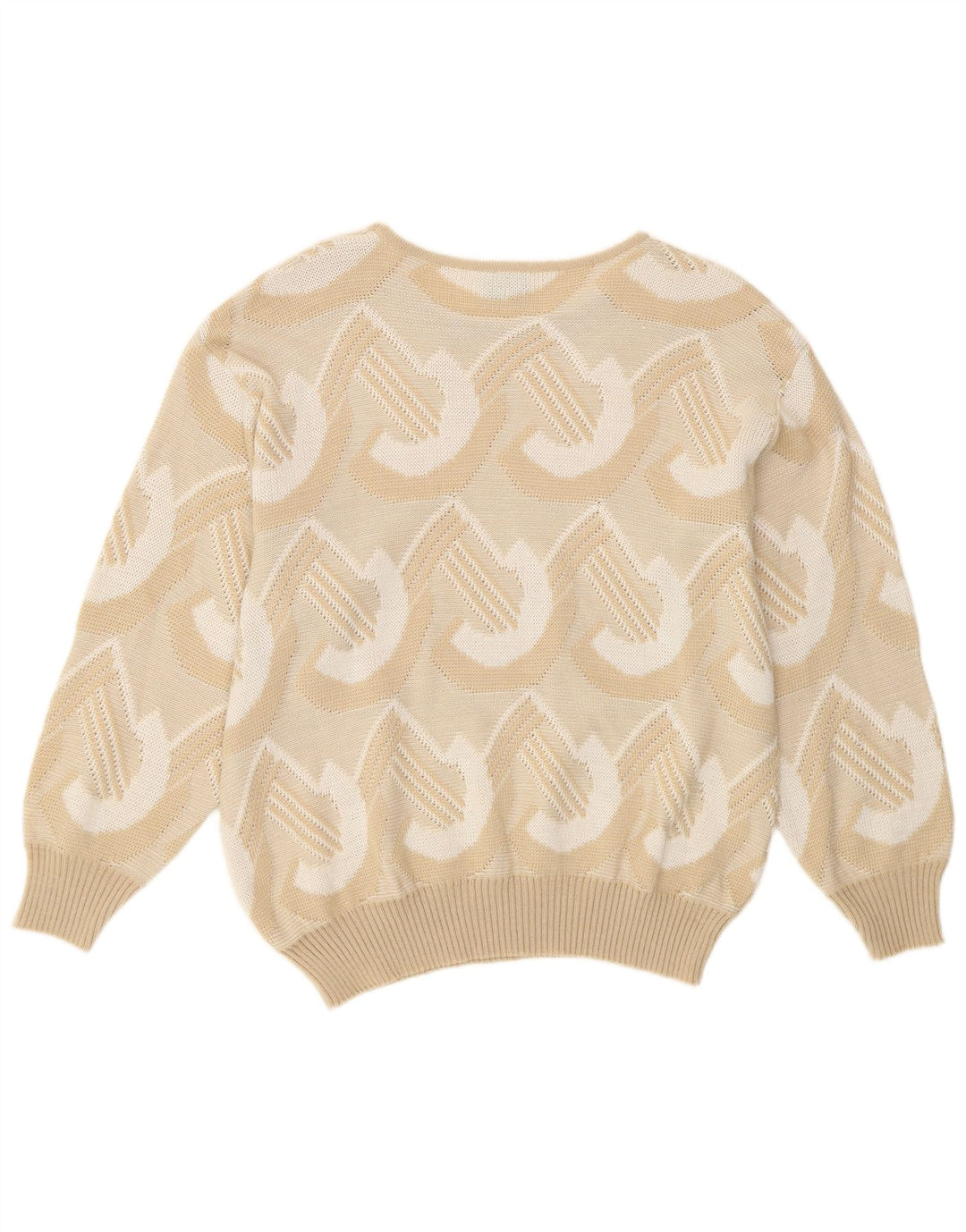 Canda Damen-Pullover mit U-Boot-Ausschnitt, Größe 48, XL, beige, geometrisches Acryl