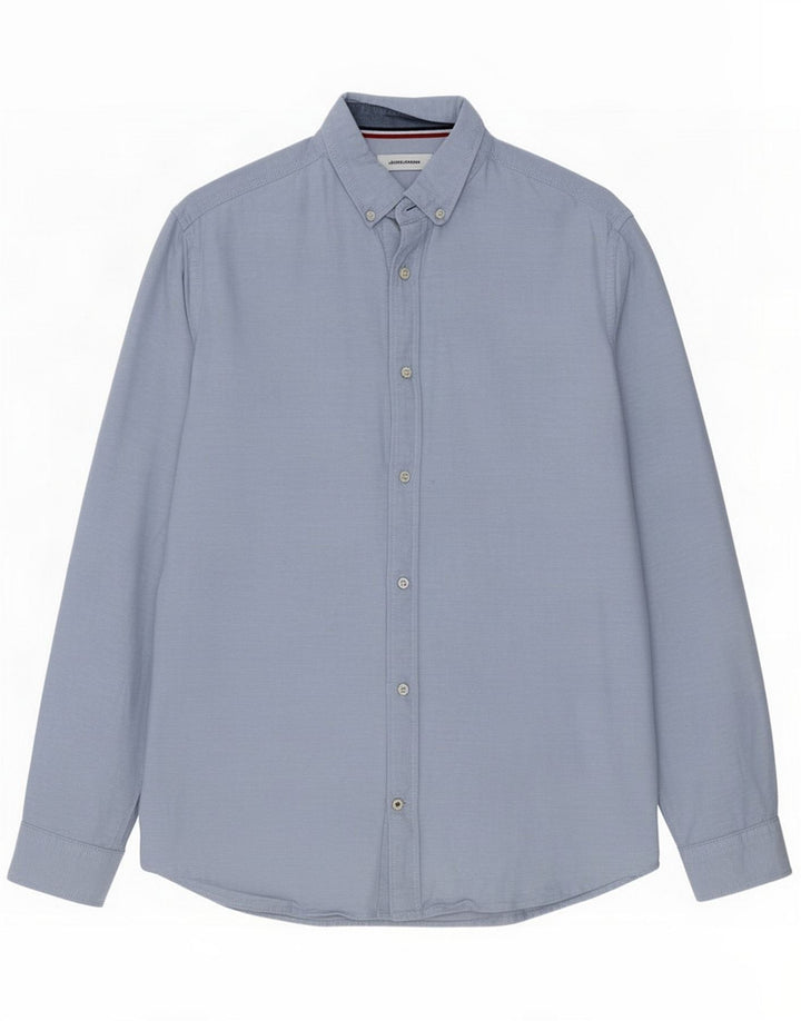 Jack & Jones Herrenhemd Mittelblau gefleckte Baumwolle
