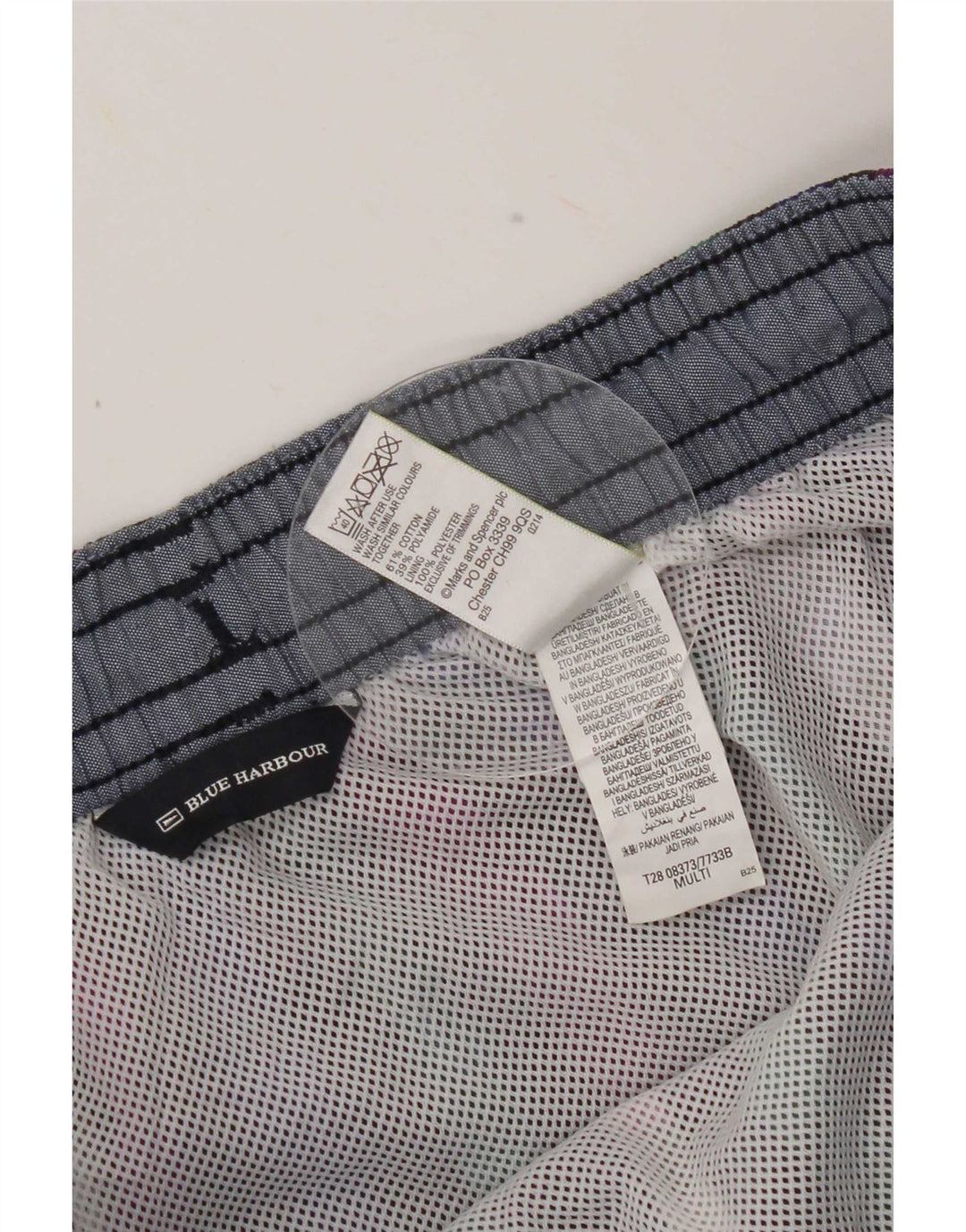 Marks & Spencer Herren-Badeshorts, groß, mehrfarbig, Gingham-Baumwolle
