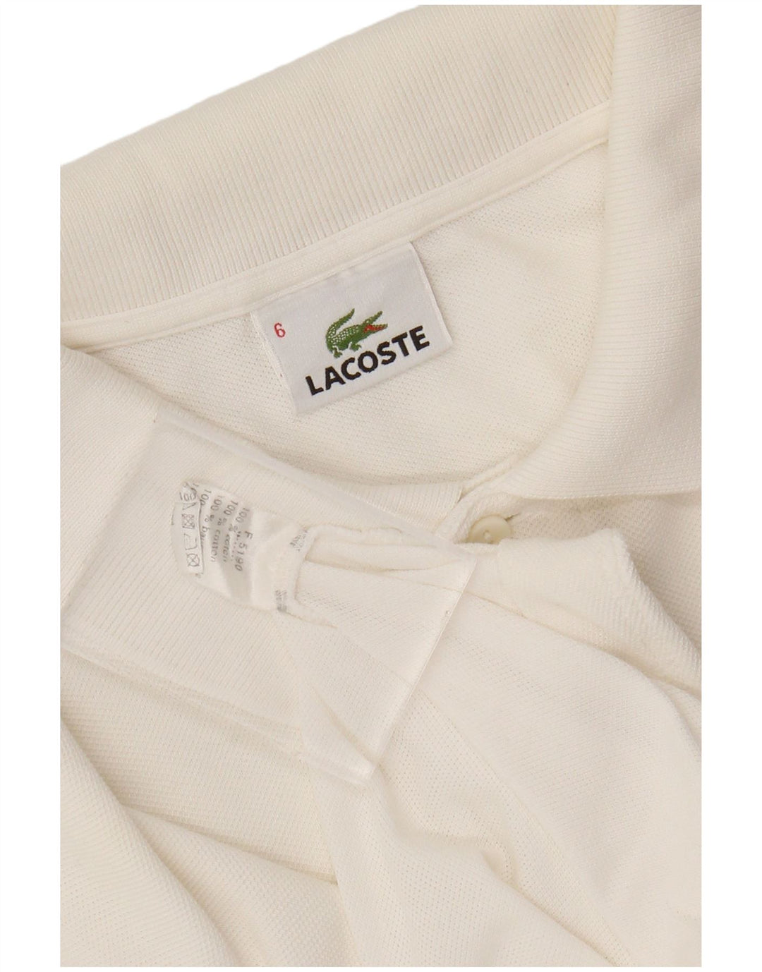 LACOSTE Mens Polo Shirt Size 6 XL White Cotton