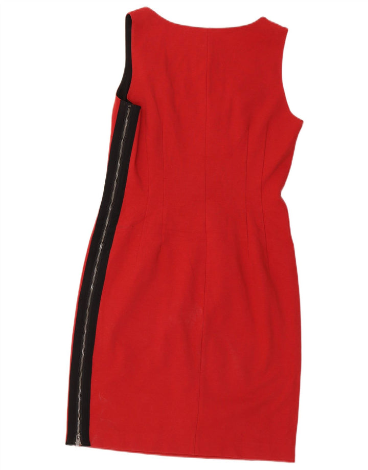 DKNY Womens Sleeveless Sheath Dress US 8 Medium Red Colourblock Cotton