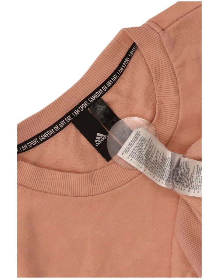 ADIDAS Damen Graphic Sweatshirt Pullover UK 12/14 Mittelrosa Baumwolle