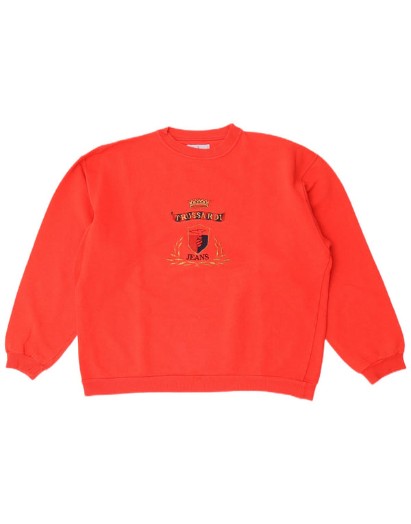 Trussardi Jeans Herren-Sweatshirt mit Grafik, mittelrote Baumwolle
