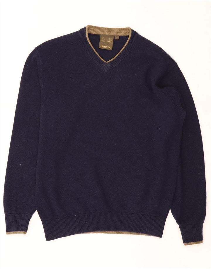 Musto Herren-Pullover mit V-Ausschnitt, XL, Marineblau