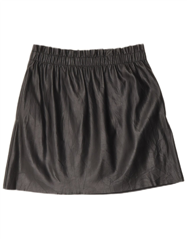 Zara Damen-Minirock aus Kunstleder, Größe M, W28, Schwarz, Polyester