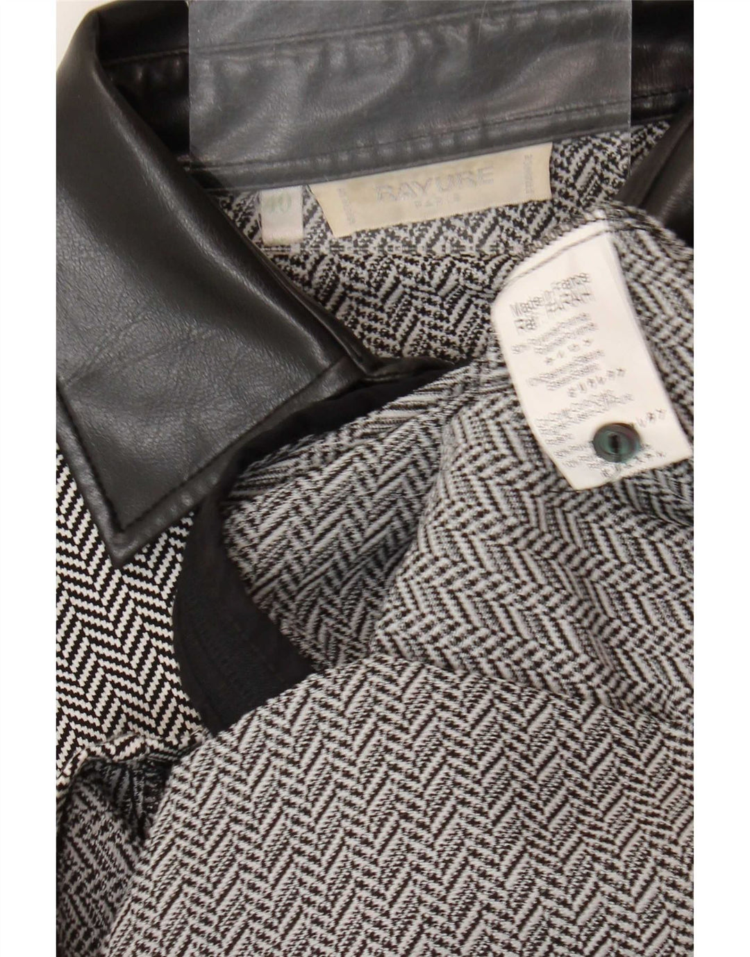 Vintage Damen Hemdbluse EU 40 Mittelschwarzes Herringbone Polyamid