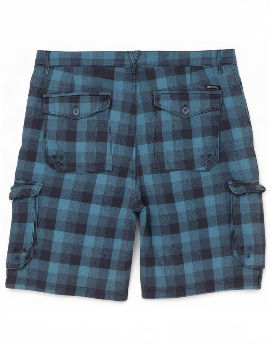 DC Herren Cargoshorts W38 XL Blau karierte Baumwolle