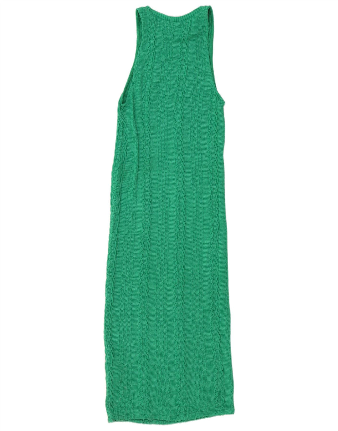 Zara Damen Maxi-Ärmelloses, figurbetontes Kleid UK 12 Mittelgrünes Polyester