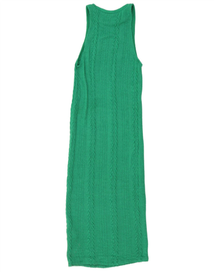 Zara Damen Maxi-Ärmelloses, figurbetontes Kleid UK 12 Mittelgrünes Polyester