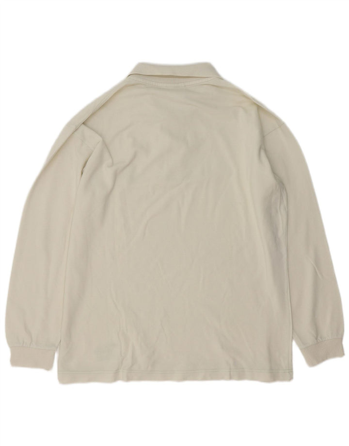 Trussardi Herren-Langarm-Poloshirt, groß, aus weißer Baumwolle
