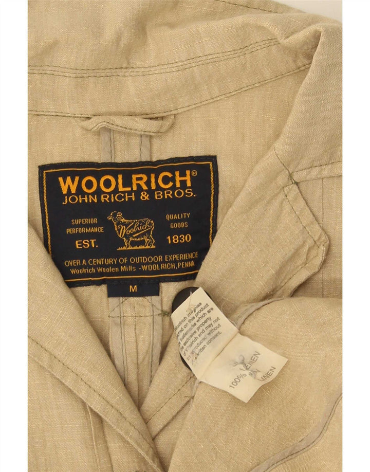 Woolrich Damen-Blazerjacke mit 4 Knöpfen, UK 12, mittelbeigeiges Leinen