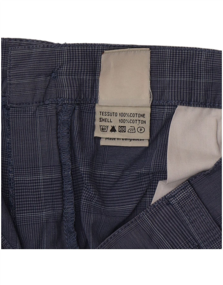 Blue Side Herren-Cargoshorts IT 52 XL W36 Blau karierte Baumwolle
