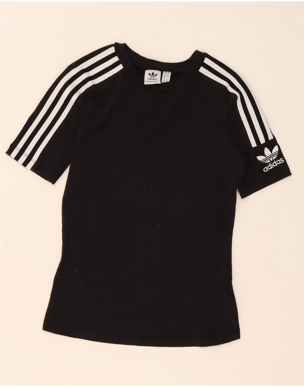 Adidas Damen Graphic T-Shirt Top UK 12 Medium Schwarz Baumwolle