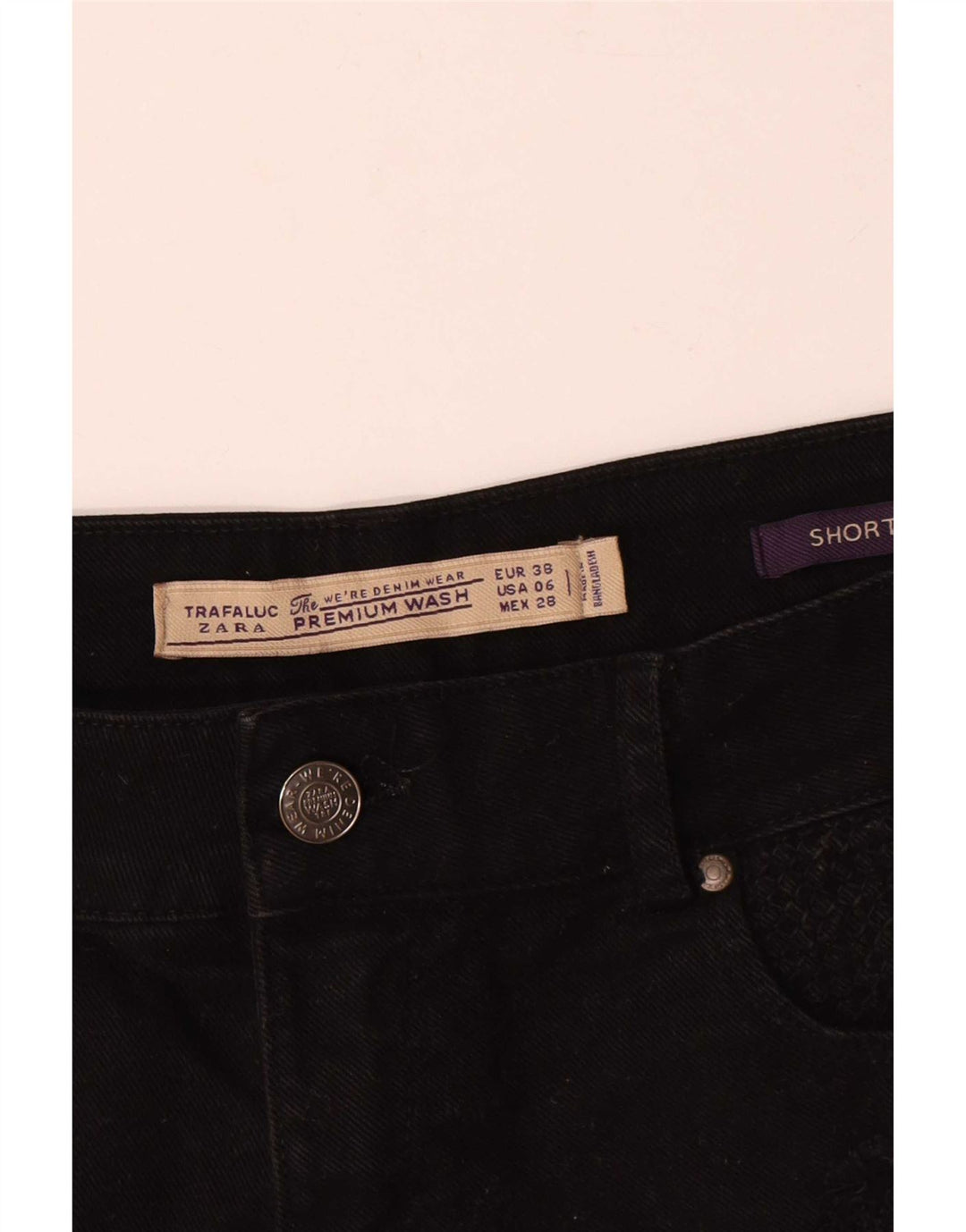 Zara Damen Jeansshorts EU 38 Small W28 Schwarz