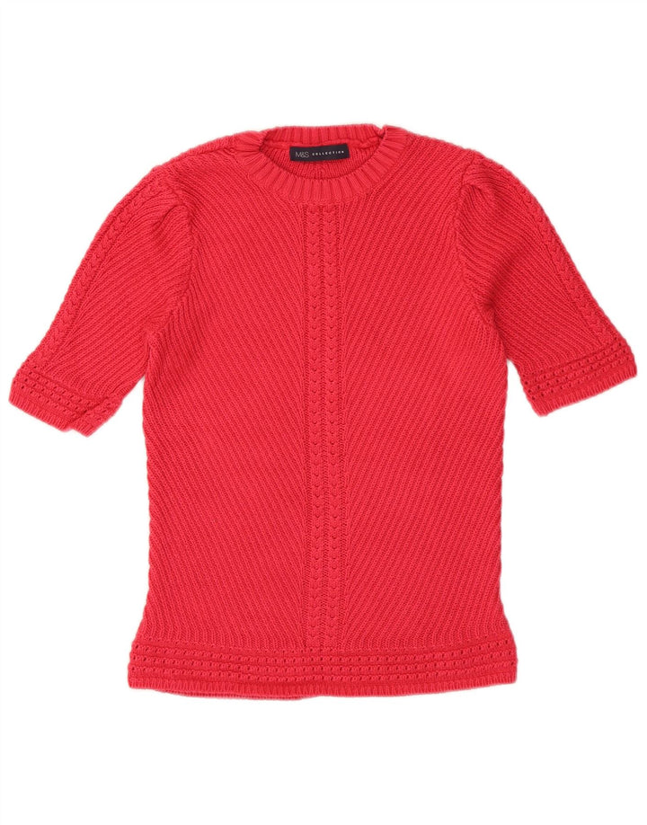 Marks & Spencer Damen-Pullover mit Rundhalsausschnitt, Gr. 10, Größe S, Rosa