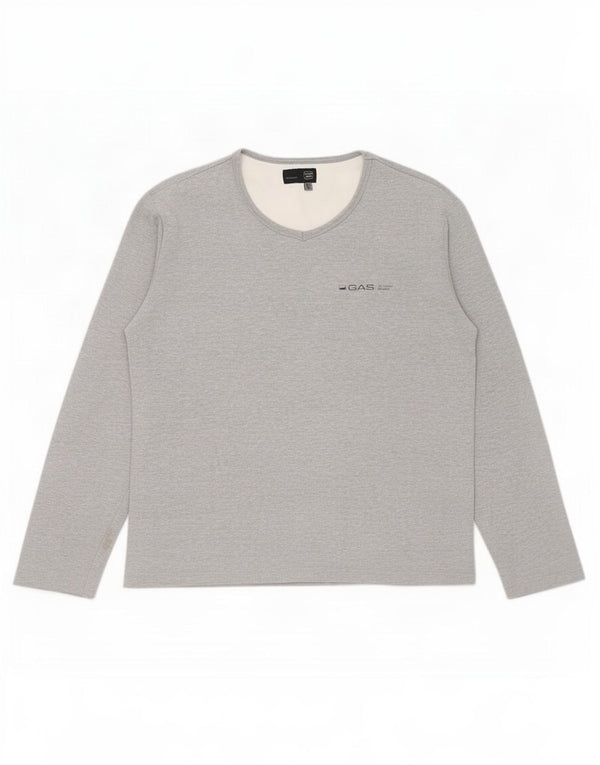 Gas Herren Top Langarm XL Grau Baumwolle