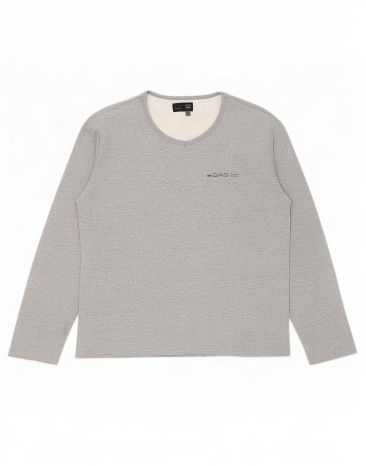 Gas Herren Top Langarm XL Grau Baumwolle