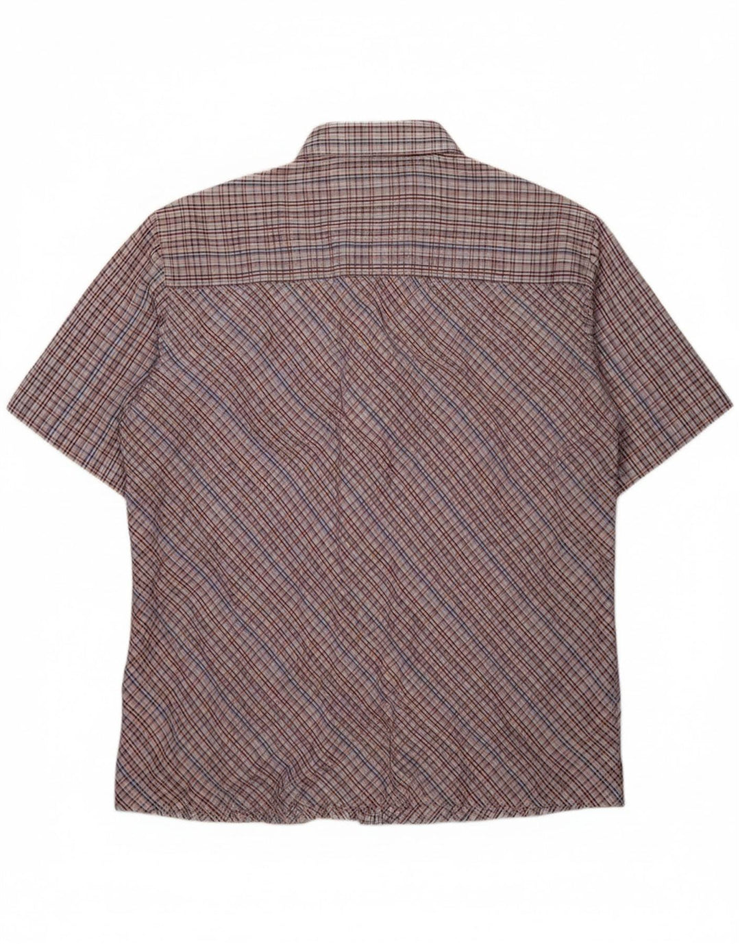FRENCH CONNECTION Mens Short Sleeve Shirt Large Purple Check Polyester
