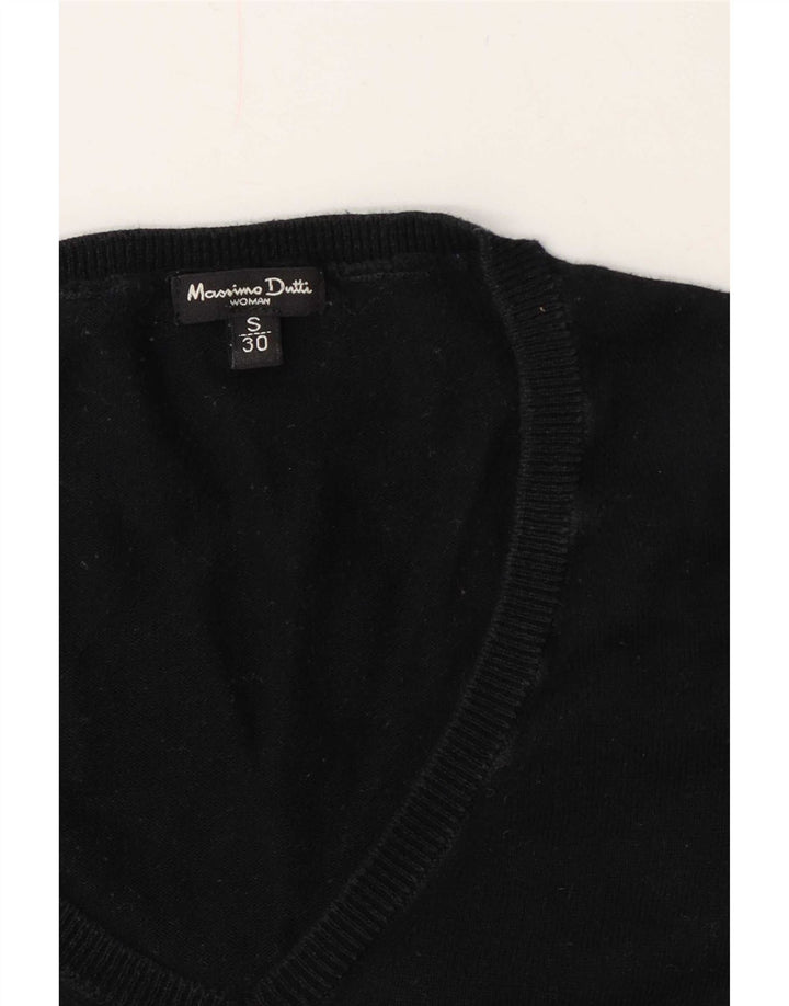 Massimo Dutti Damen-Pullover mit V-Ausschnitt, Gr. 10, Größe S, Schwarz