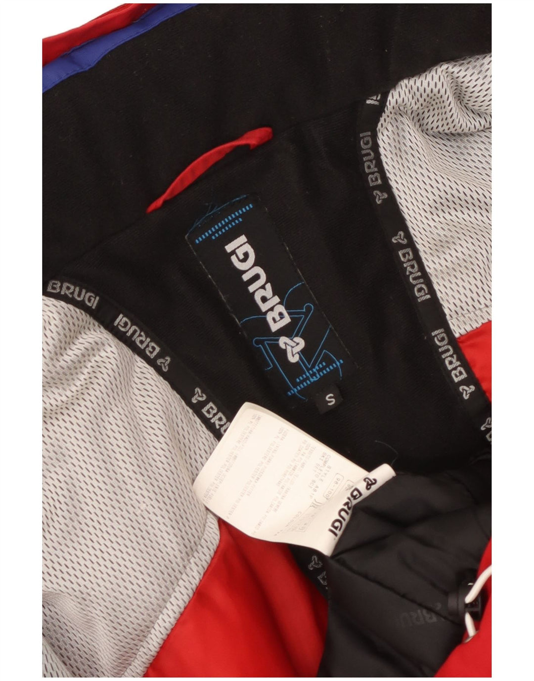 Brugi Herren-Skijacke mit Kapuze, UK 36, Größe S, Rot, Colourblock-Polyamid