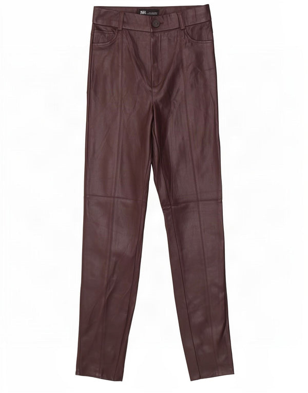 Zara Skinny-Hose aus Kunstleder für Damen, Größe S, W26, L29, Braun, Polyurethan
