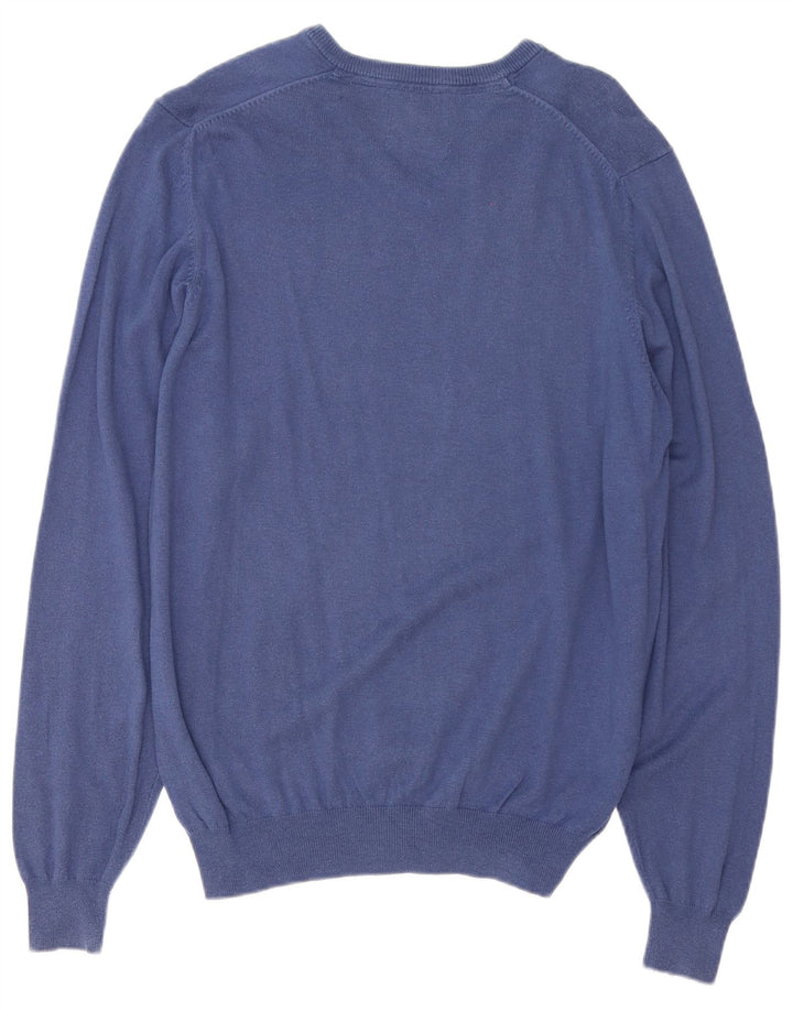 Marks & Spencer Herren-Pullover mit normaler Passform und V-Ausschnitt in mittlerem Marineblau