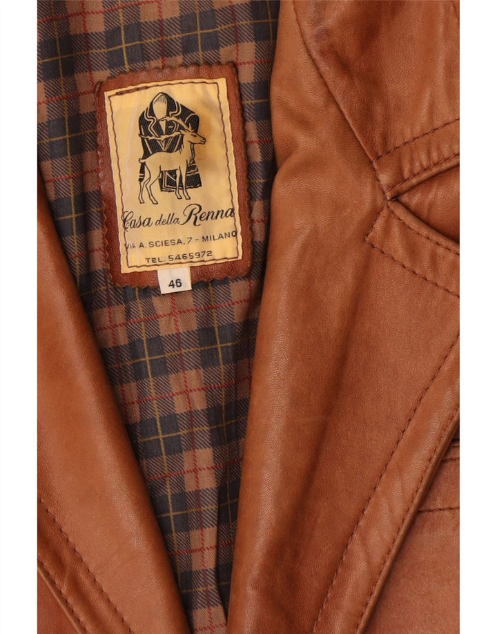 Renna Herren 2-Knopf-Lederblazer IT 46 Small Brown