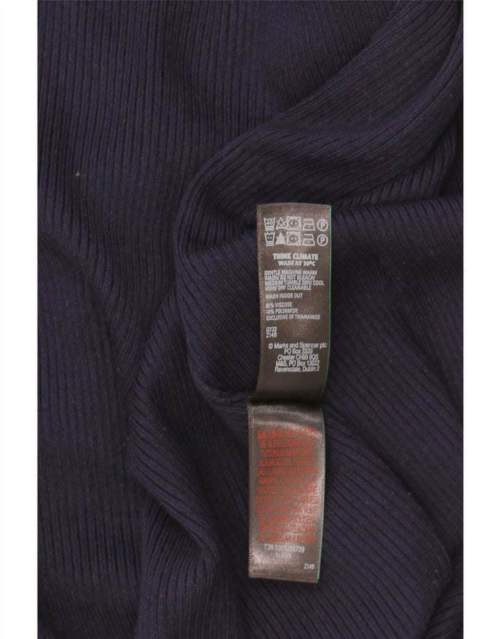 Marks & Spencer Offener Damen-Cardigan-Pullover UK 14 Large Marineblaue Viskose