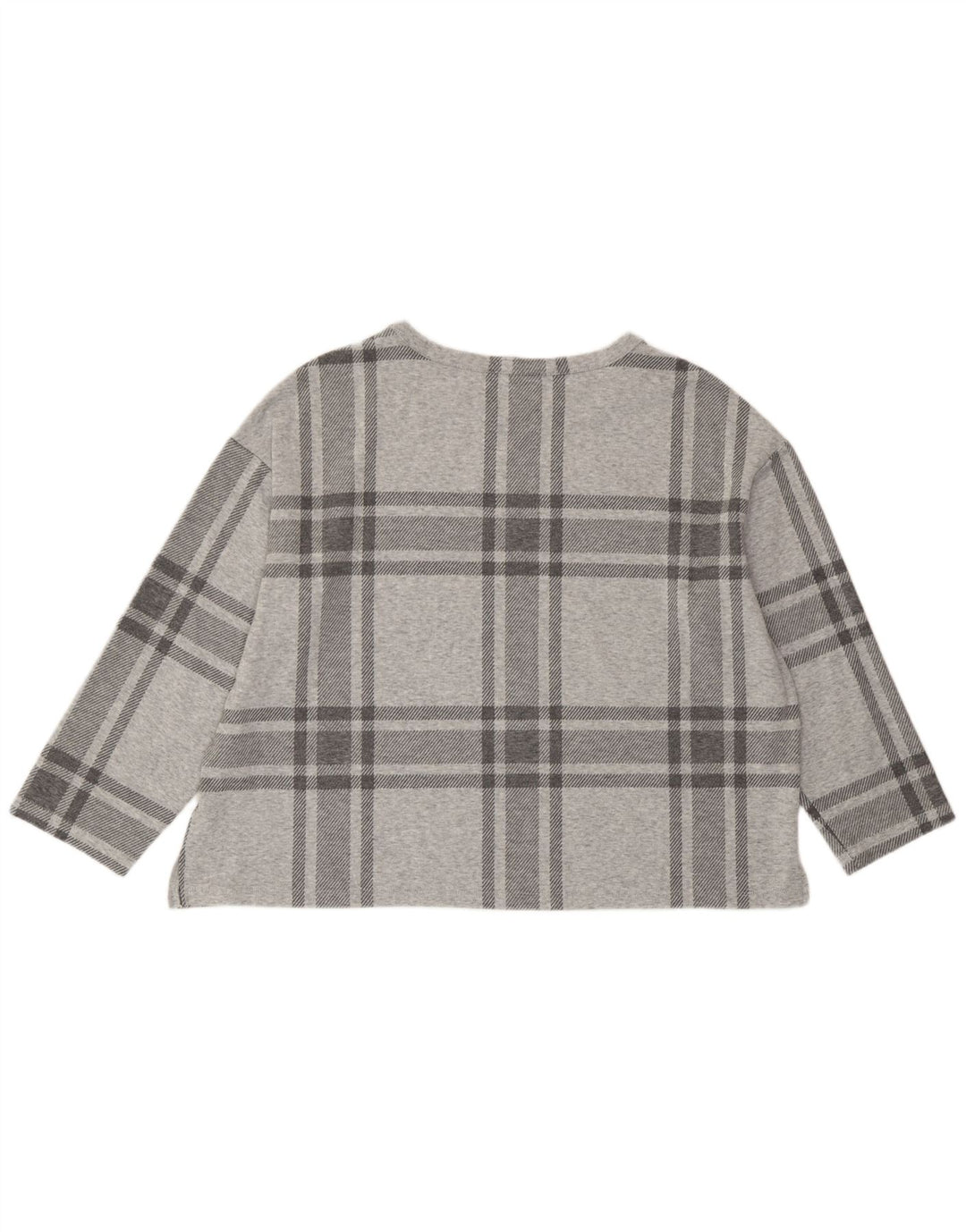 Marks & Spencer Damen Crop Top 3/4 Ärmel UK 20 2XL Grau kariertes Polyester