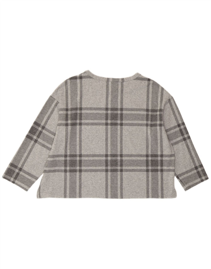 Marks & Spencer Damen Crop Top 3/4 Ärmel UK 20 2XL Grau kariertes Polyester