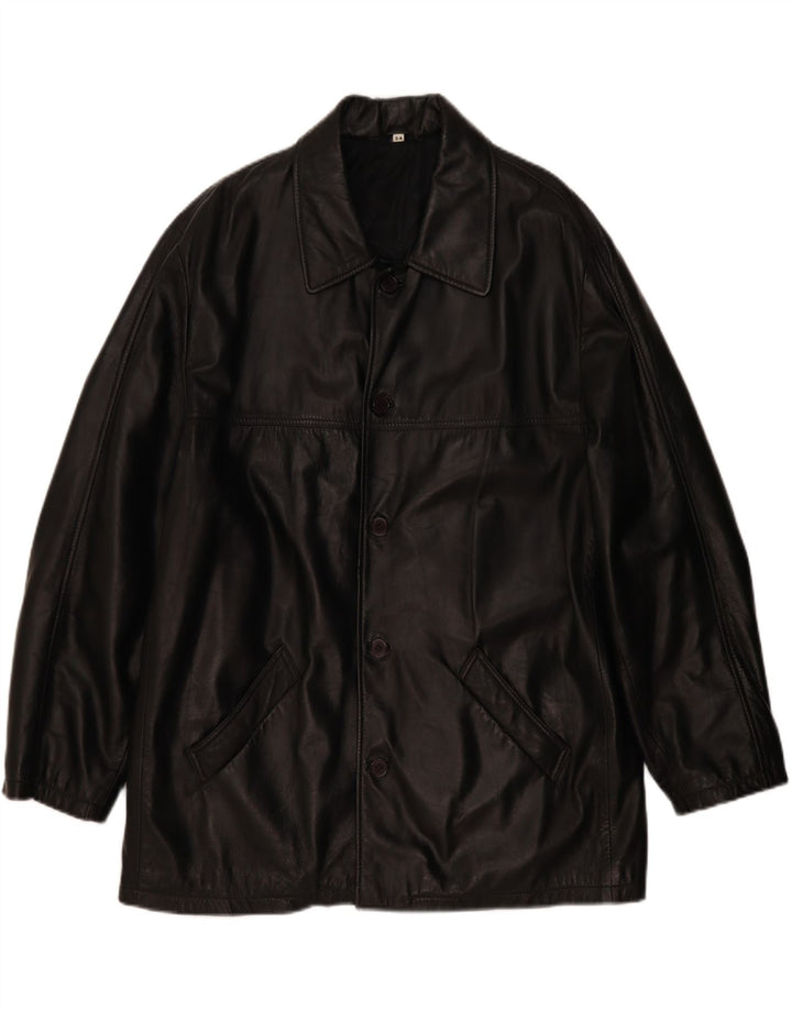 Vintage Herren Lederjacke EU 54 2XL Schwarzes Leder
