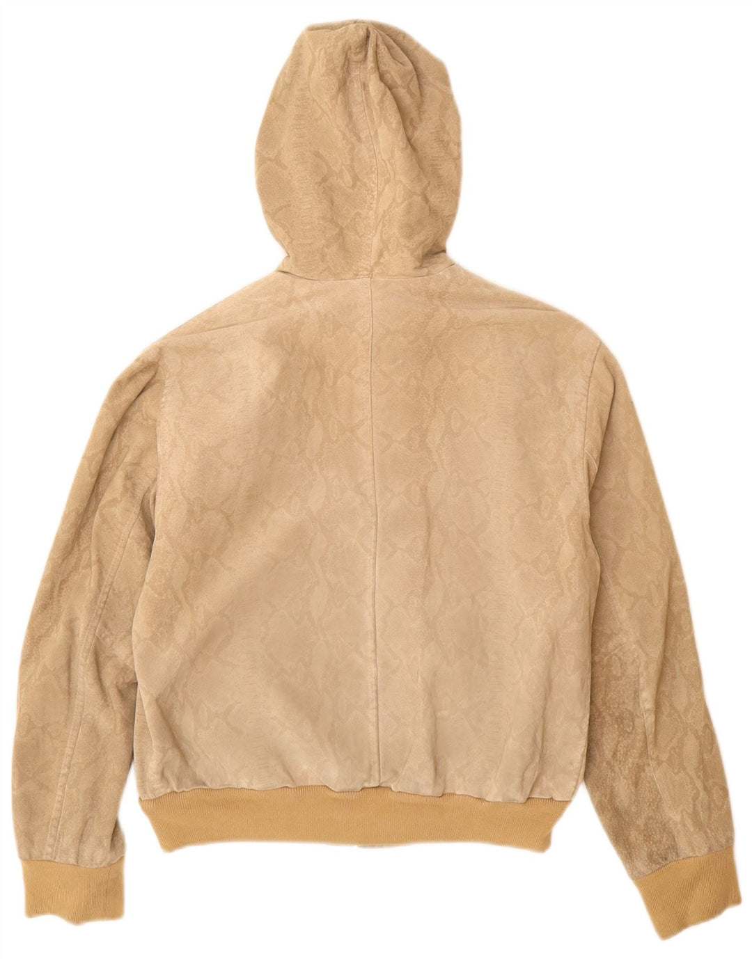 Donna Pelle Damen Bomberjacke mit Kapuze IT 42 Medium Beige Animal Print