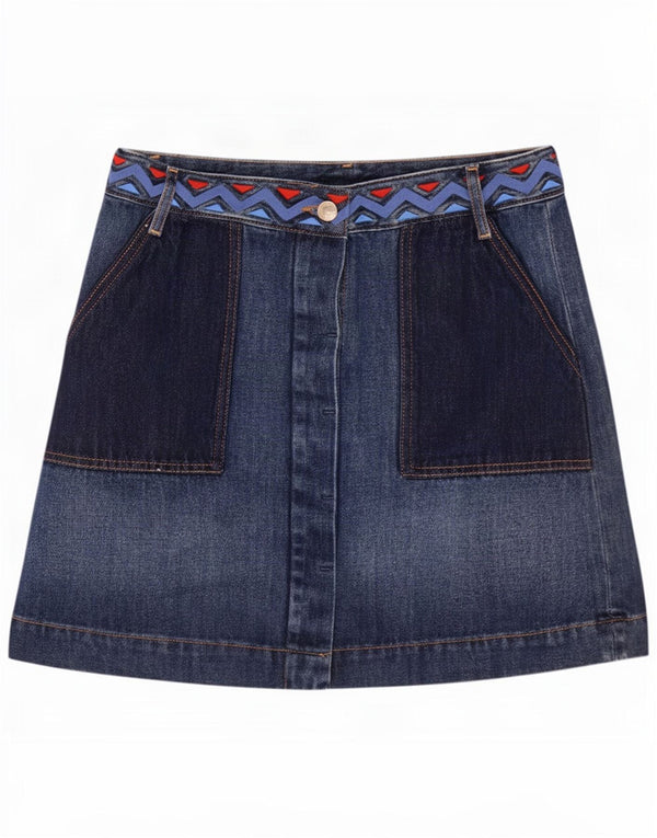Tommy Hilfiger Jeansrock für Mädchen, 9–10 Jahre, W27, marineblau, geometrische Baumwolle