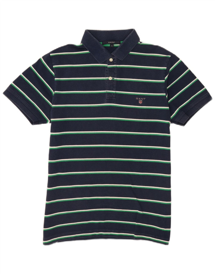 Gant Herren-Poloshirt aus mittelblauer, gestreifter Baumwolle