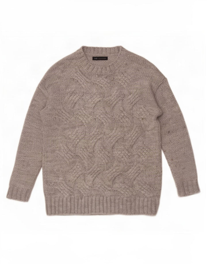 Marks & Spencer Damen-Pullover, übergroß, Rundhalsausschnitt, Gr. 10, Größe S, Grau