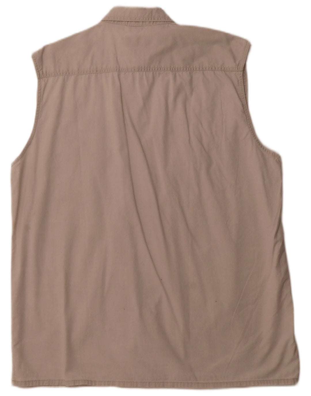 VINTAGE Herren ärmelloses Hemd Große Beige Baumwolle