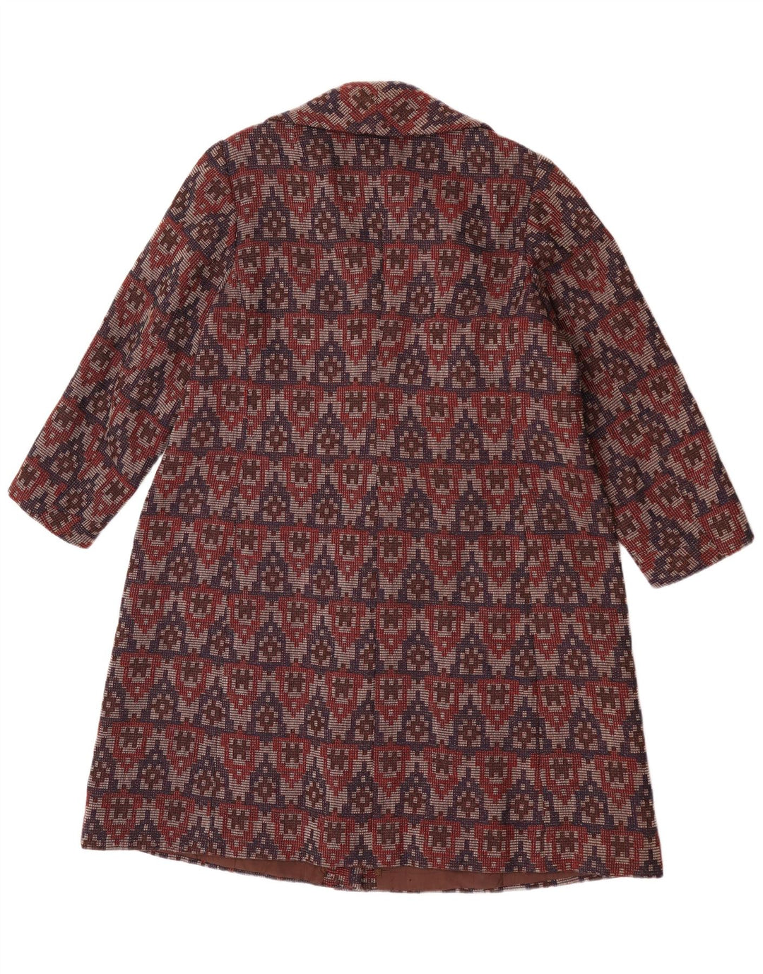 Vintage Damen Mantel UK 14 Large Burgund Geometrisch
