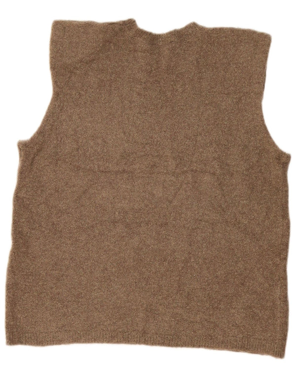 Zara Damen Weste Tank Top UK 14 Medium Khaki Flecked Polyamid