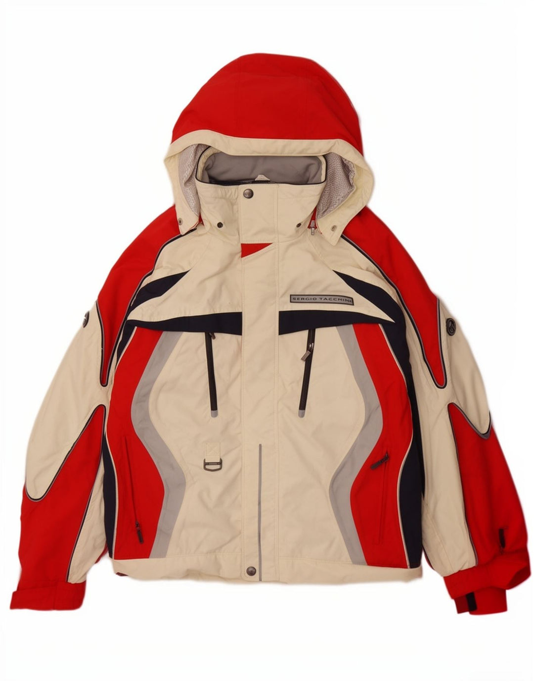 Sergio Tacchini Herren-Windjacke mit Kapuze, Mittelweiß, Farbblock