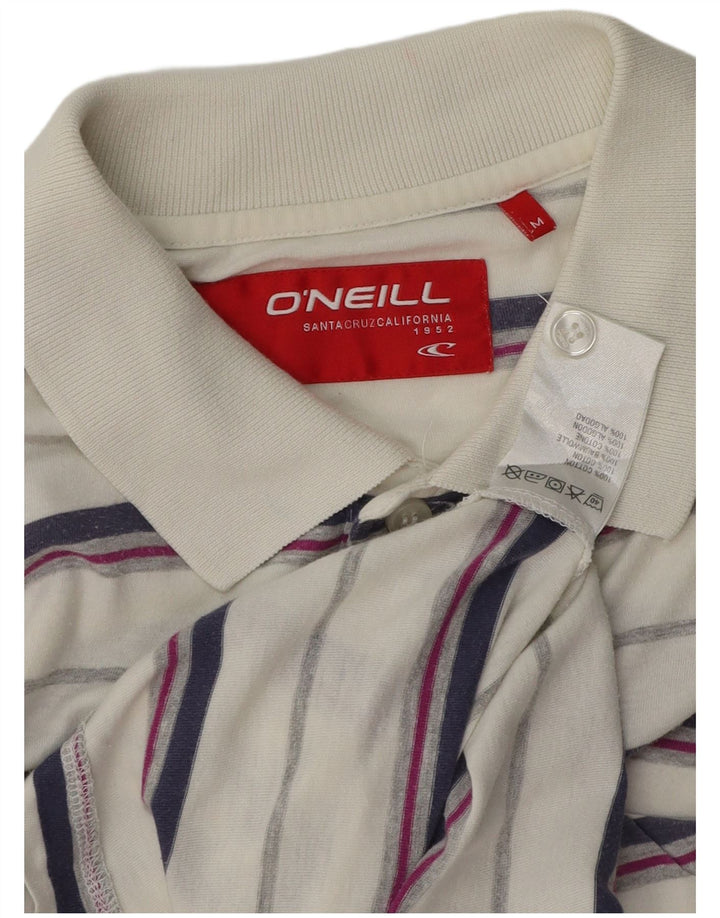 O'Neill Herren-Poloshirt aus mittelweiß gestreifter Baumwolle