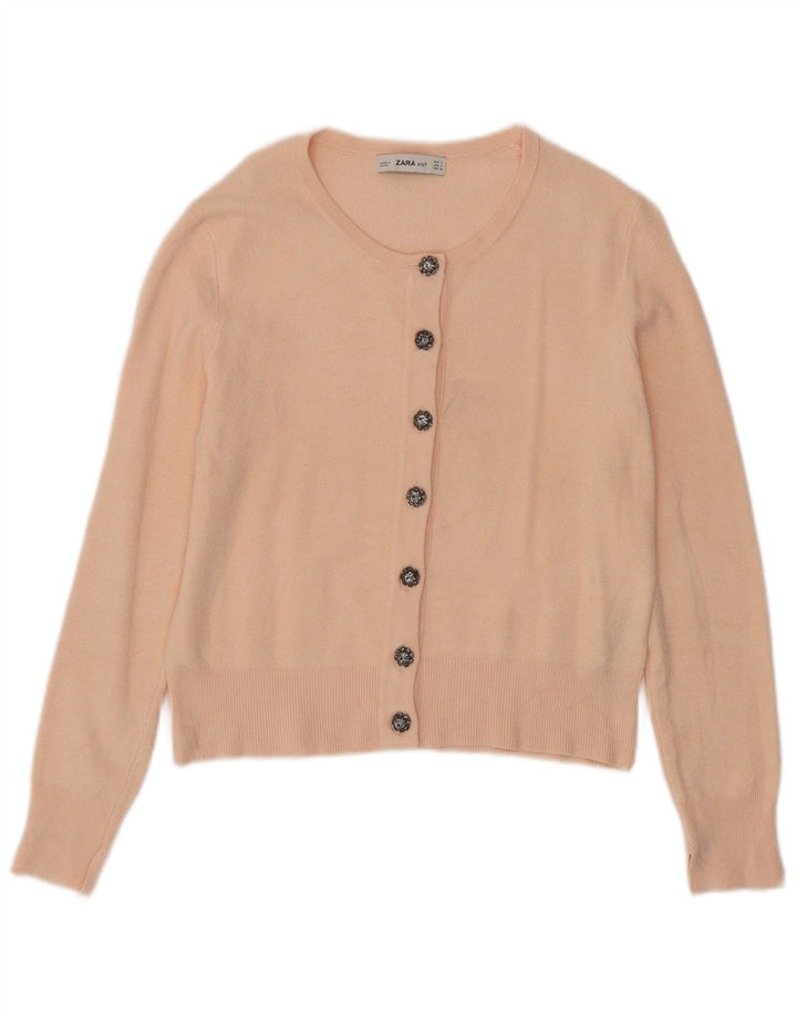 Zara Damen Strickjacke UK 12 Mittelrosa Viskose