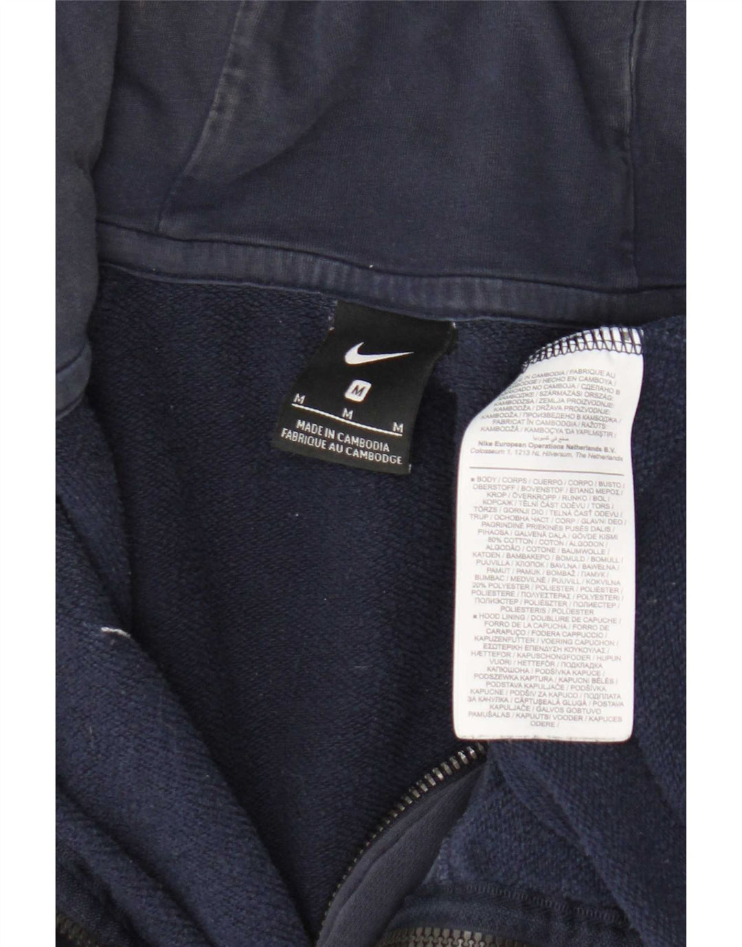 Nike Herren-Kapuzenpullover mit Reißverschluss, mittelmarineblaue Baumwolle