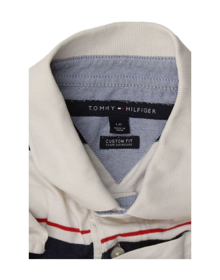 Tommy Hilfiger Herren-Poloshirt mit individueller Passform, groß, weiß gestreift