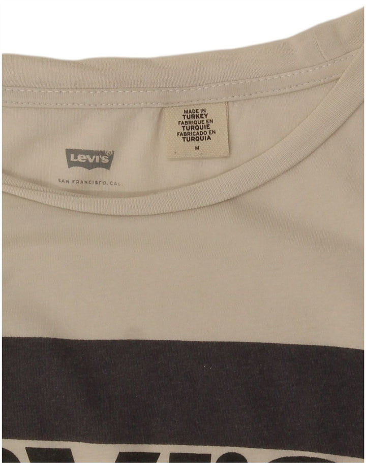 Levi's Damen Grafik-T-Shirt-Oberteil UK 14 Mittelweiß
