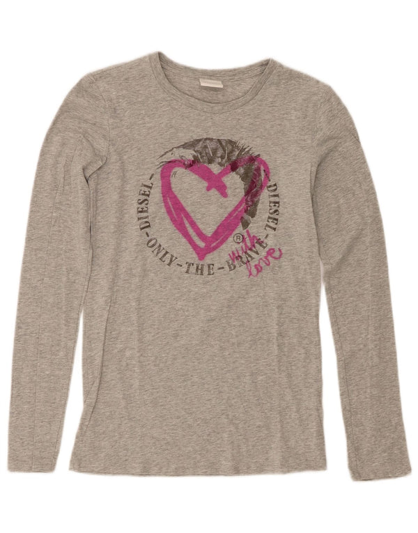 Diesel Mädchen Graphic Top Langarm 13–14 Jahre XL Grau