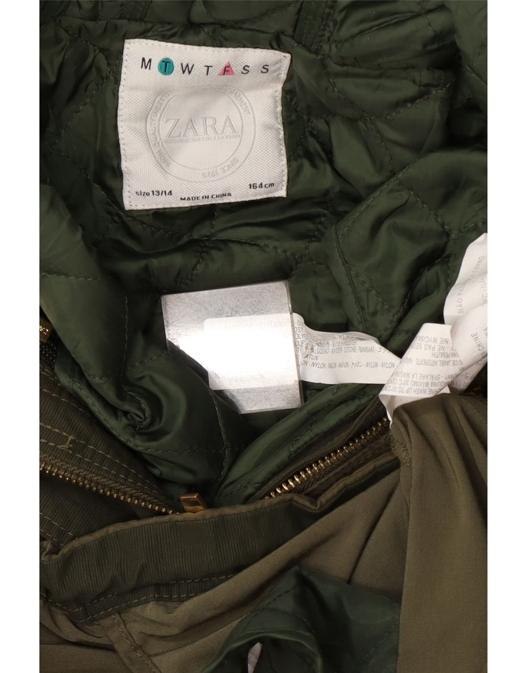 Zara Parka-Jacke mit Kapuze für Mädchen, 13–14 Jahre, Khaki, Polyester