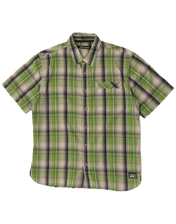 Berghaus Herren-Kurzarmhemd, groß, grün kariert, Polyester