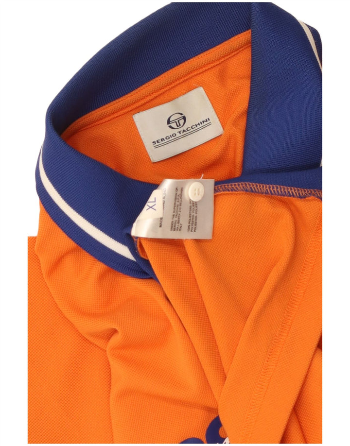 Sergio Tacchini Herren Rugby-Poloshirt mit Grafik, XL, Orange, Farbblock