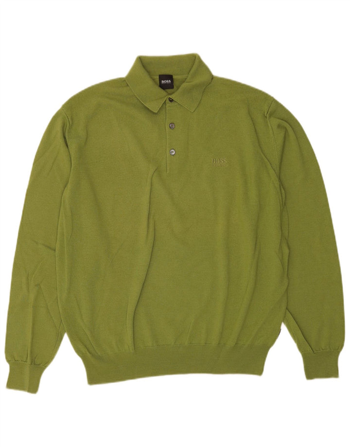 Hugo Boss Herren-Pullover mit Rollkragen, mittelgrüne Schurwolle